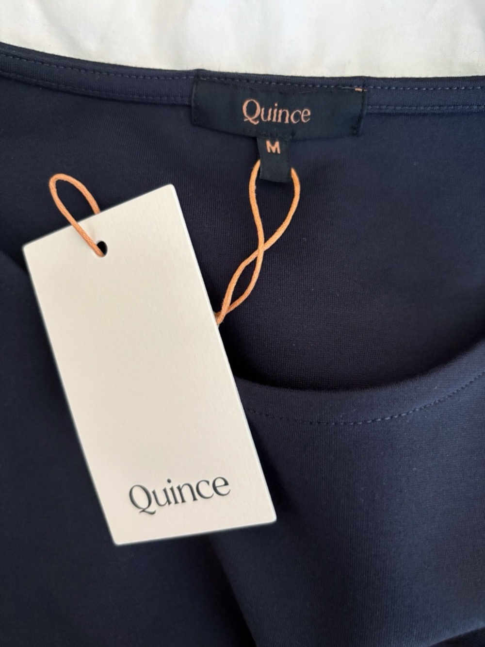 Quince Ultra-Stretch Ponte Knit Short Sleeve Top Navy Medium NEW NWT Minimalist - Picture 4 of 6
